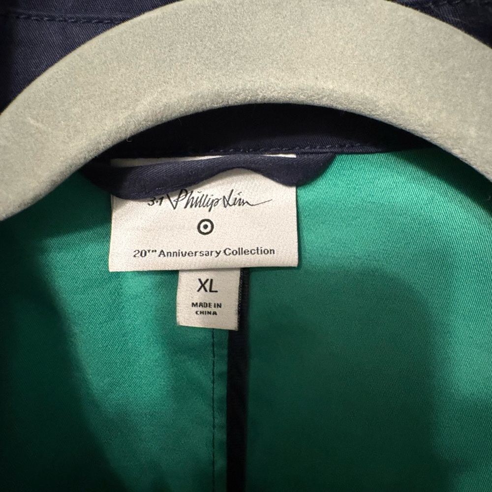 SALE 3.1 Phillip Lim for Target Navy Trench Coat XL Green Lining Belted Des Coll - Picture 2 of 7